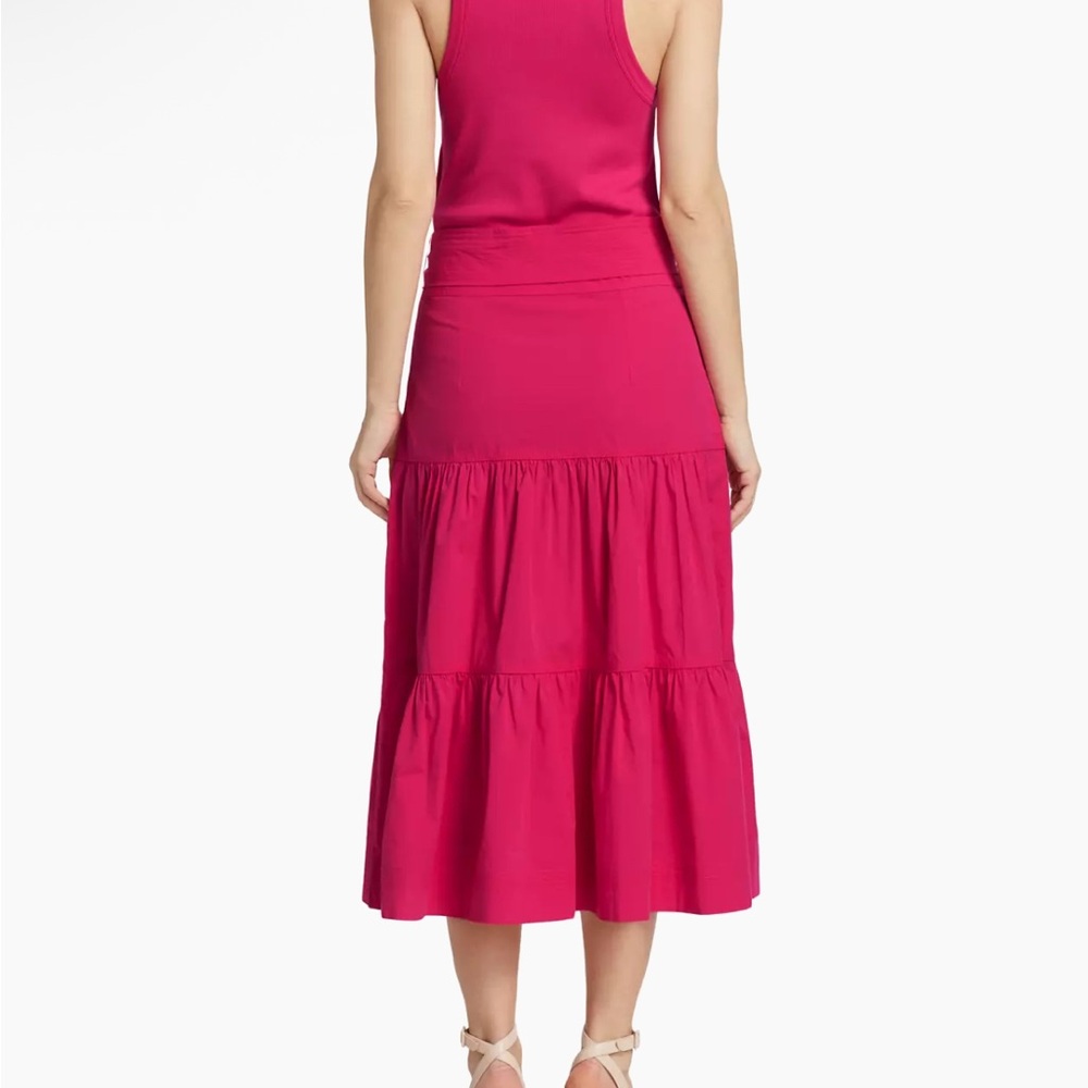 Veronica Beard Pink Tiered Midi Dress